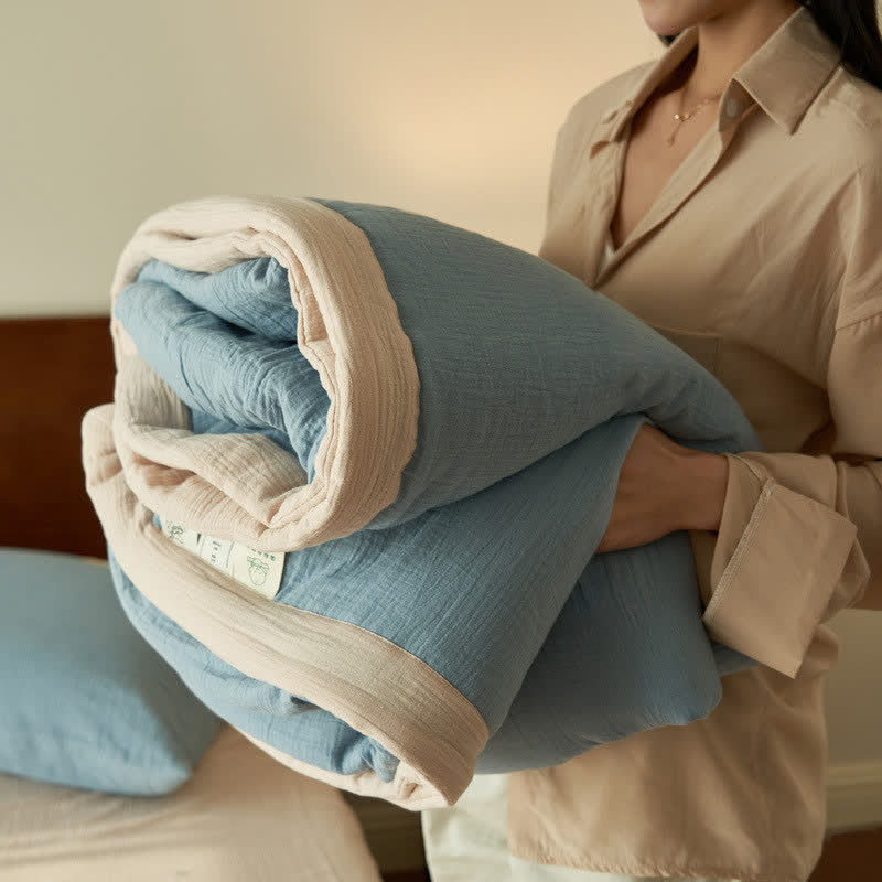 Linge de lit en gaze douce, unie et double épaisseur