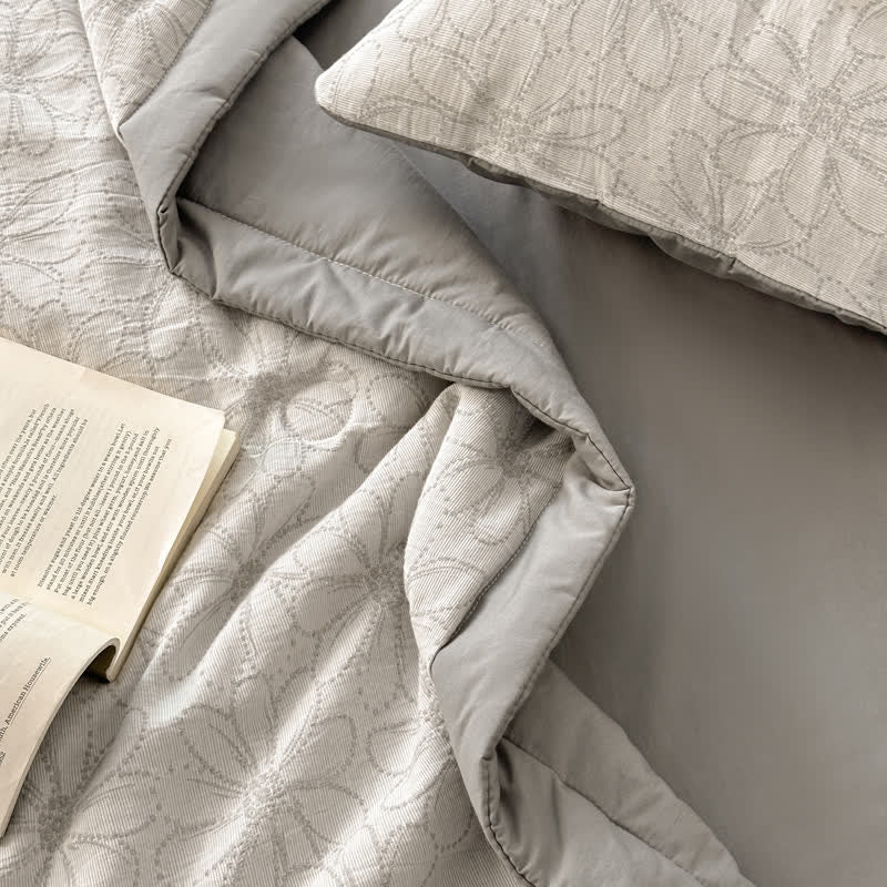 Linge de lit jacquard respirant en gaze de coton avec motif marguerite