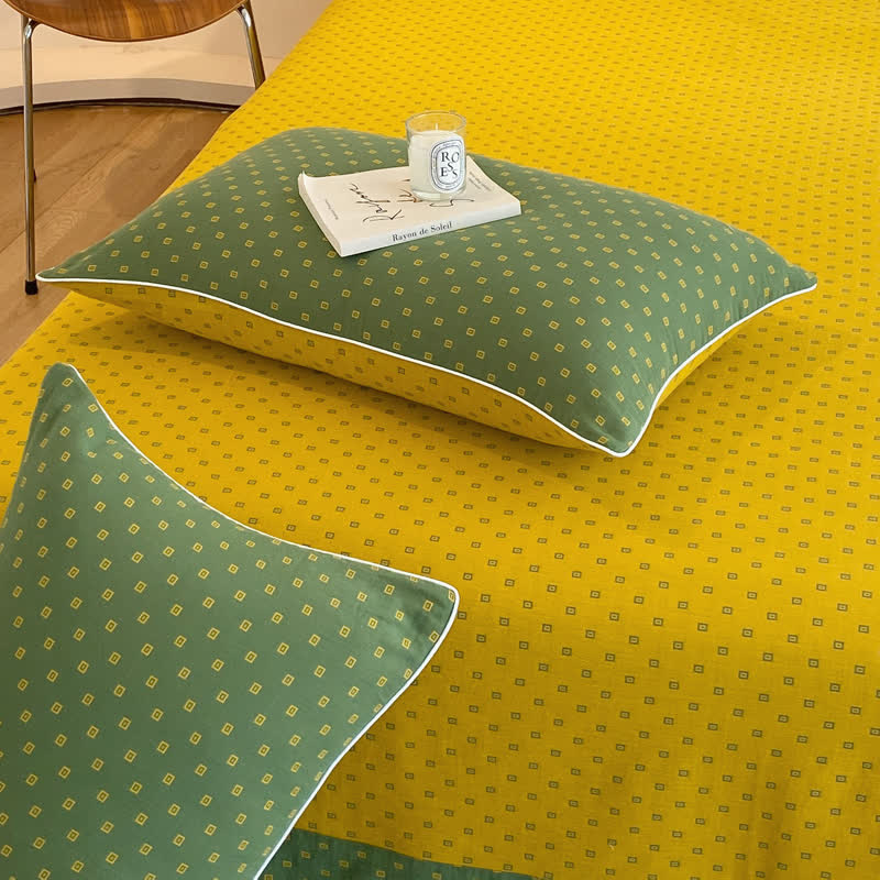 Couette légère en gaze de coton à imprimé carré