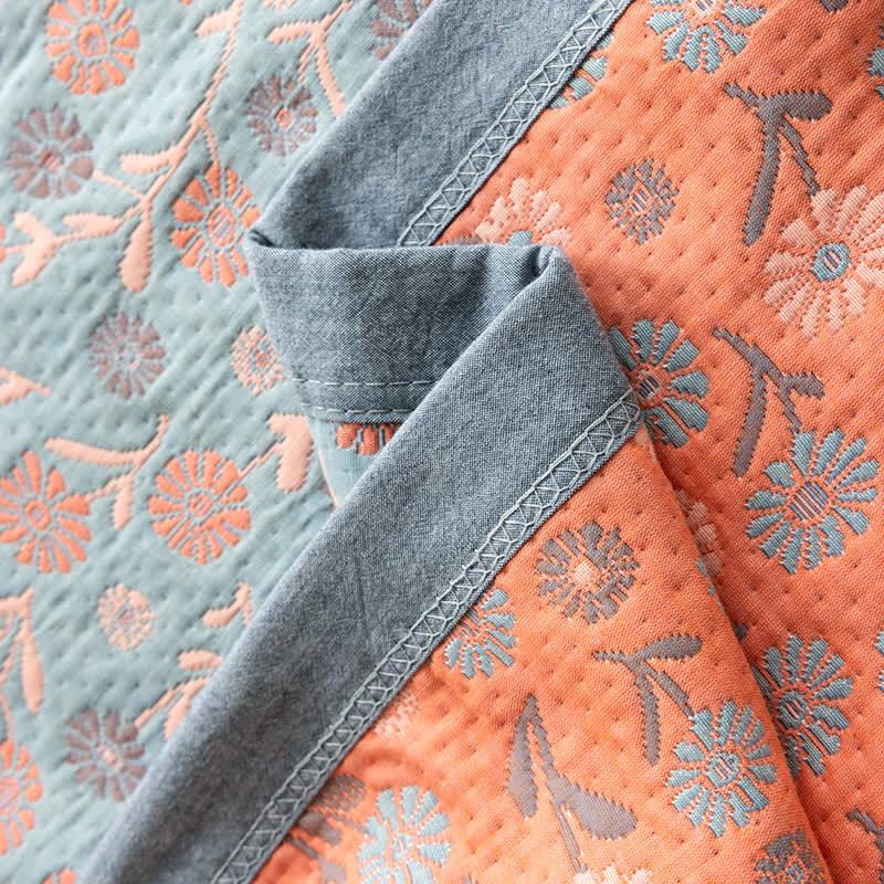 Couverture élégante et douce en gaze de coton à motif floral