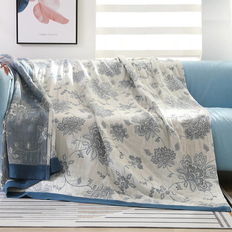 Couette légère réversible en coton à motif floral
