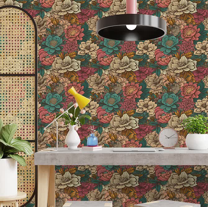 Autocollant mural résistant à l'usure Motif plantes tropicales