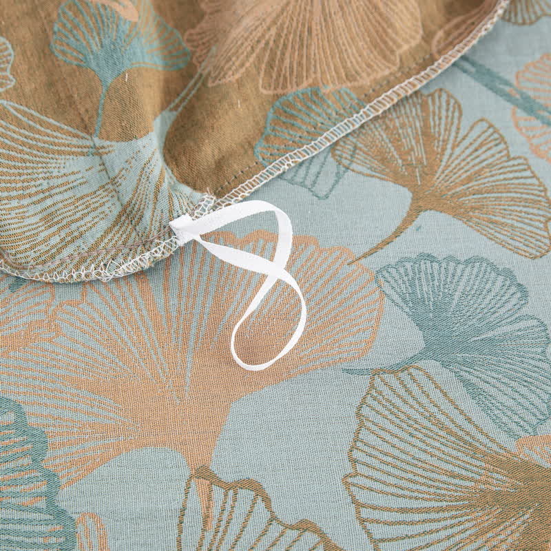 Parure de lit en coton avec feuilles de ginkgo et boutons (4 pièces) - image 55