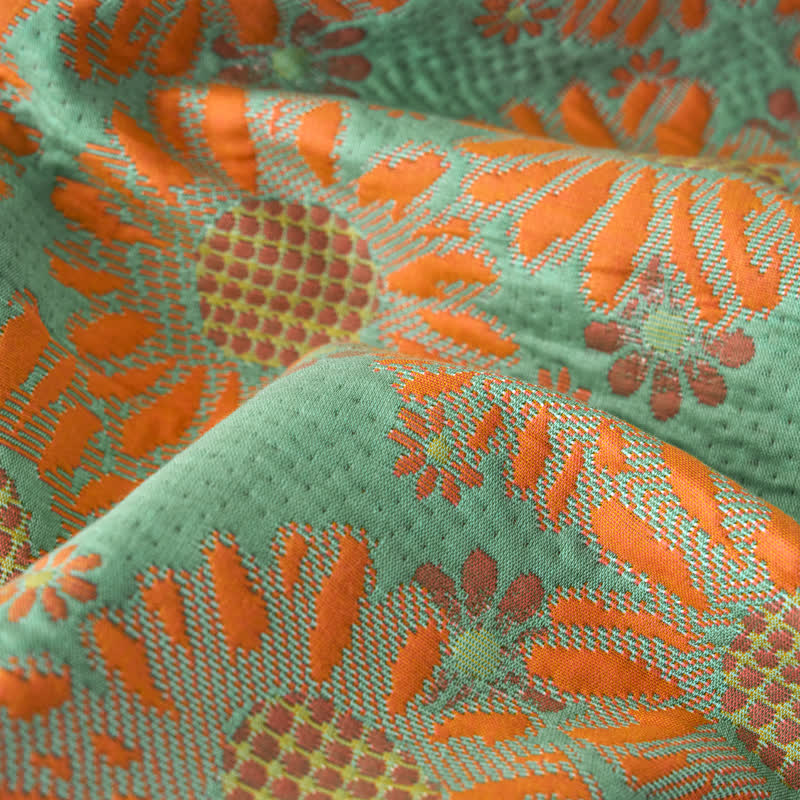 Couette réversible en gaze de coton teint en fil avec motif marguerite