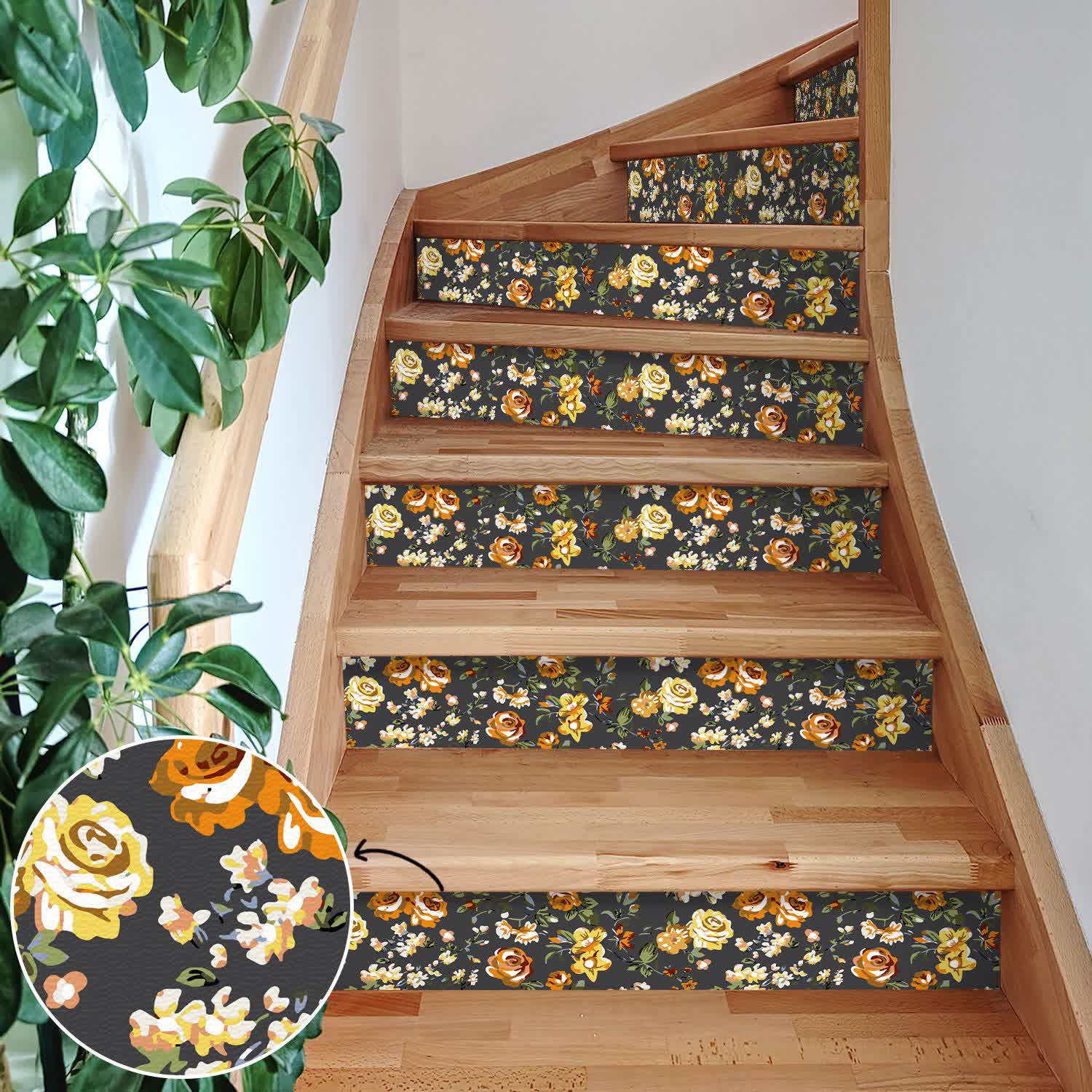 Autocollants Escalier Noirs Minimalistes – Vinyle Décoratif 6 Marches, Motif Élégant Pour Intérieur Moderne
