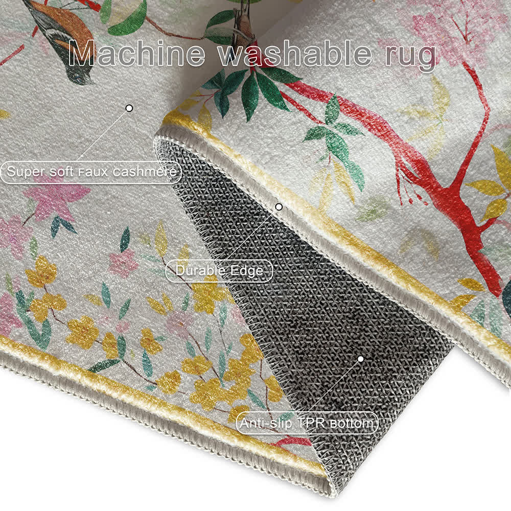 Tapis antidérapant lavable « Refresh Floral Bird »