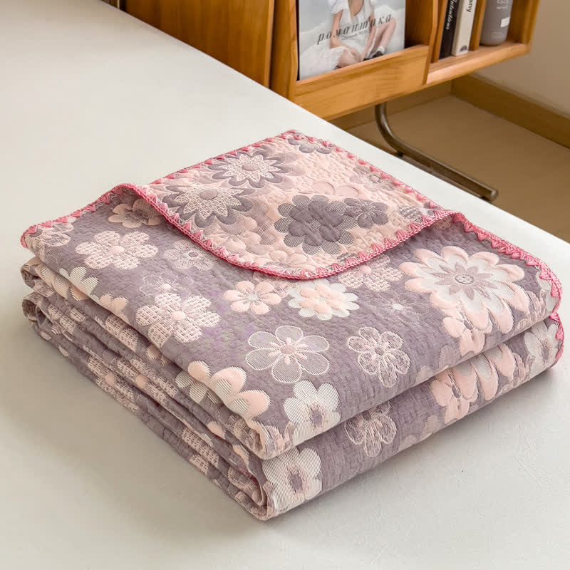 Couette réversible en gaze de coton « Fleur rurale »
