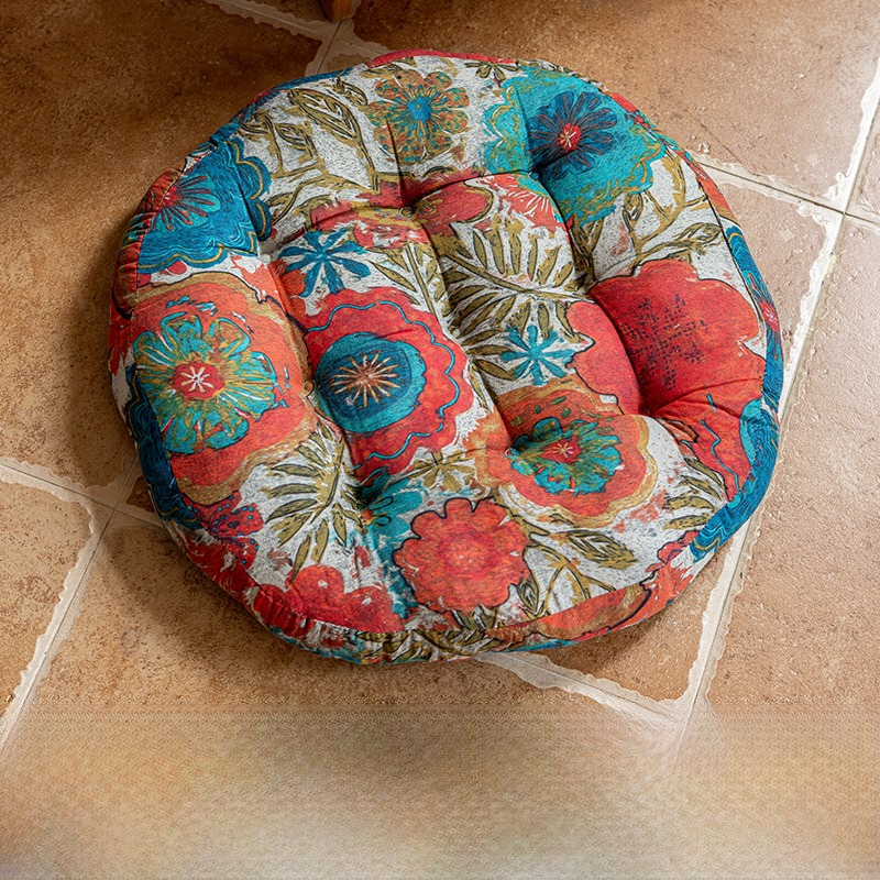 Decorativi, bequemes Bodenkissen mit Blumenmuster im Bohemian-Stil