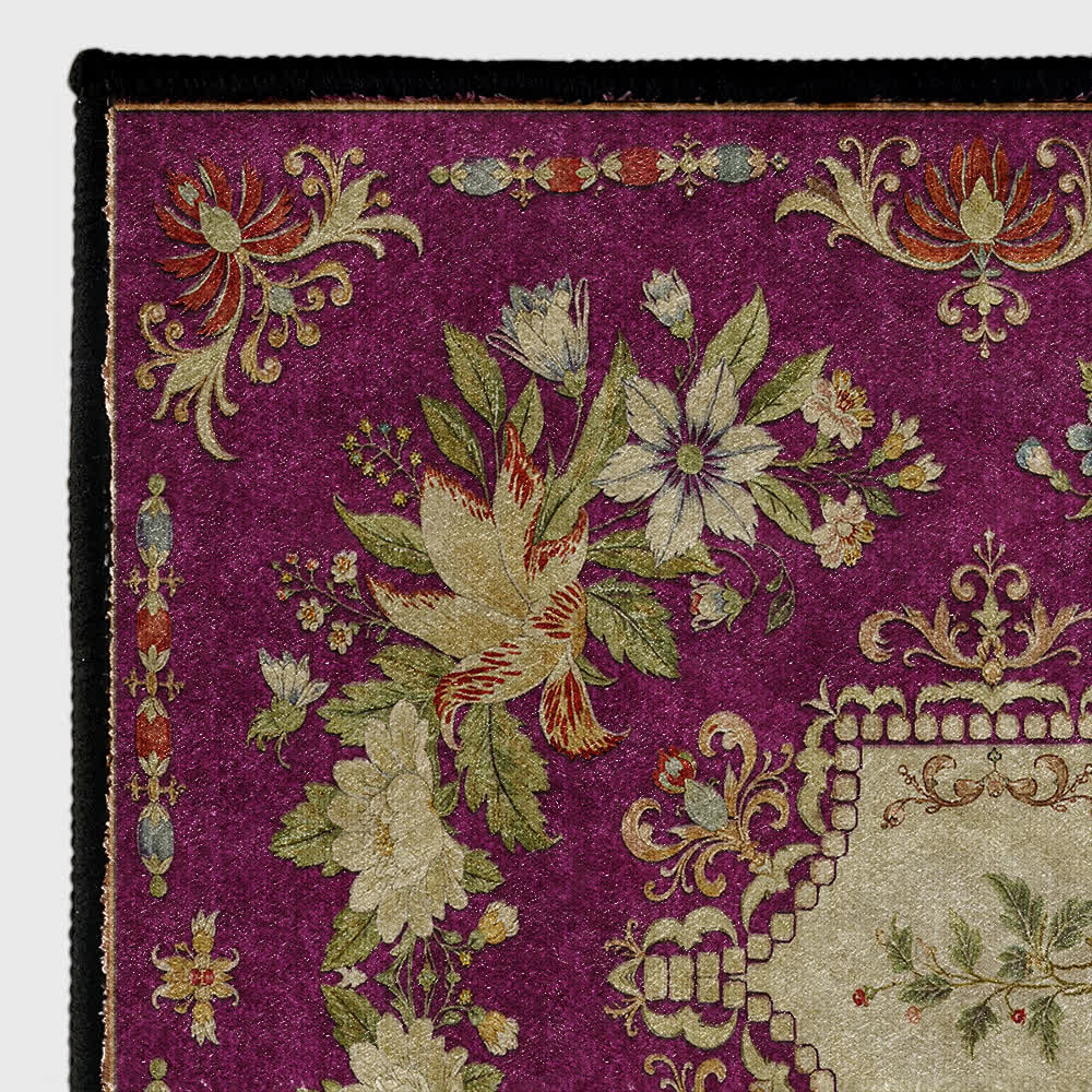 Tapis de cuisine lavable et antidérapant avec motif floral rétro