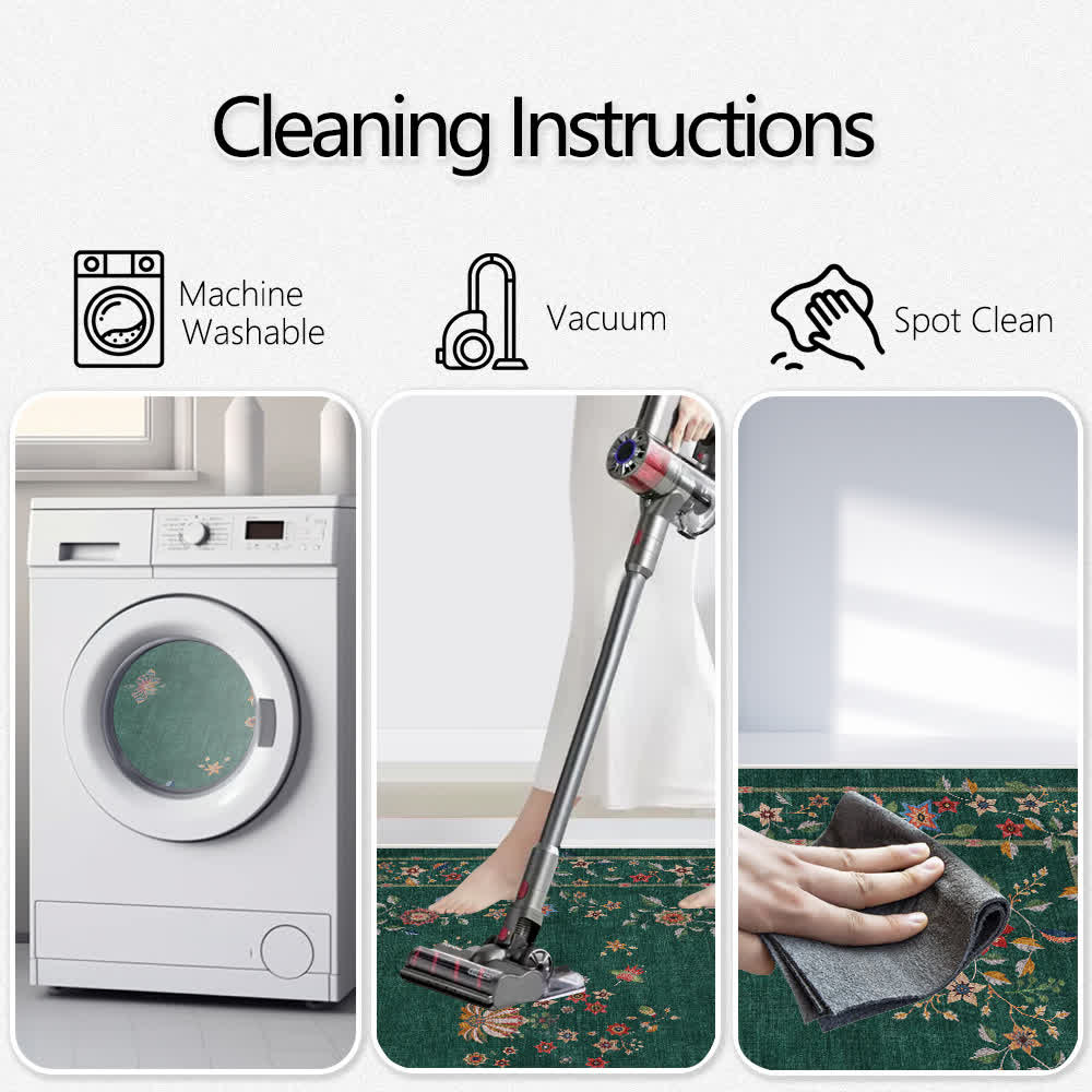 Tapis pliable d'intérieur/extérieur à motif floral rétro