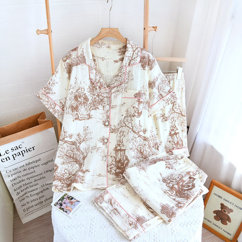 Ensemble de nuit en gaze de coton avec imprimé toile