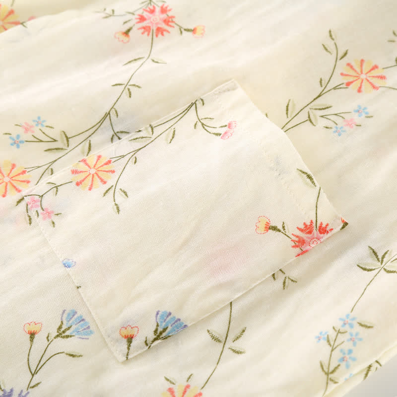 Kimono en gaze de coton fleuri