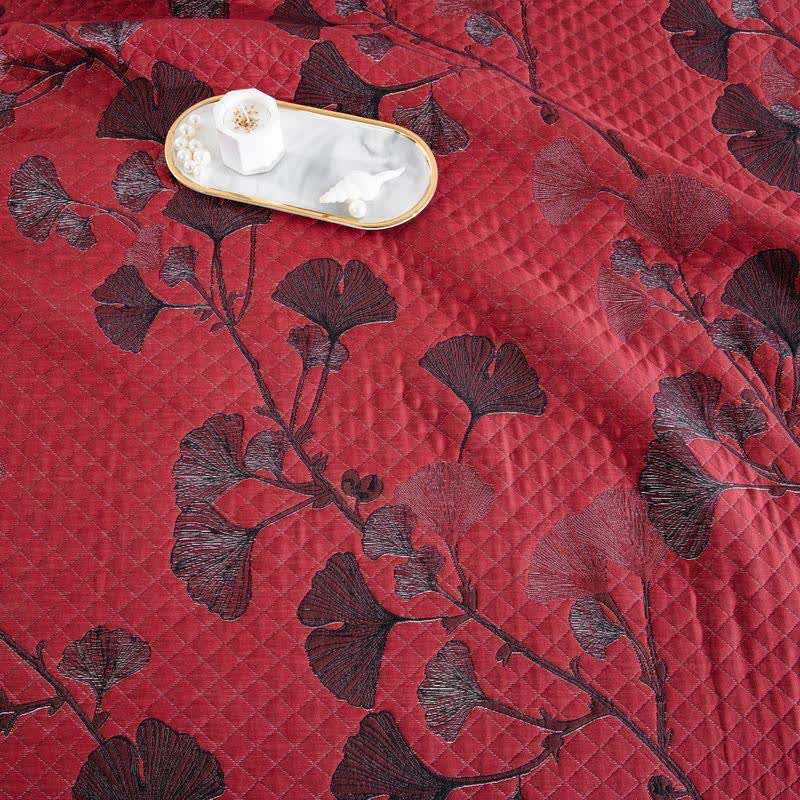 Couette réversible en coton avec feuilles de ginkgo orange - image 27