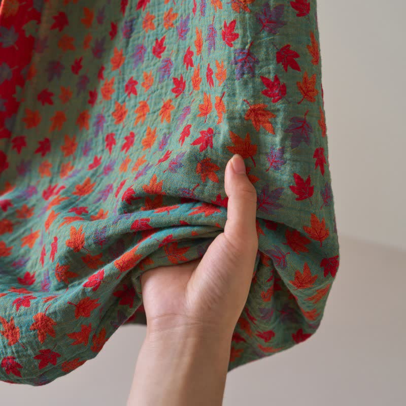 Peignoir kimono en coton bio imprimé feuille d'érable - image 24