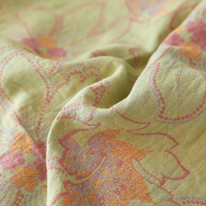 Linge de lit en gaze de coton avec un motif floral frais de style jacquard - image 4