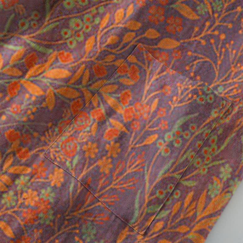 Peignoir kimono vintage Ownkoti en gaze de coton à motifs de feuilles - image 9