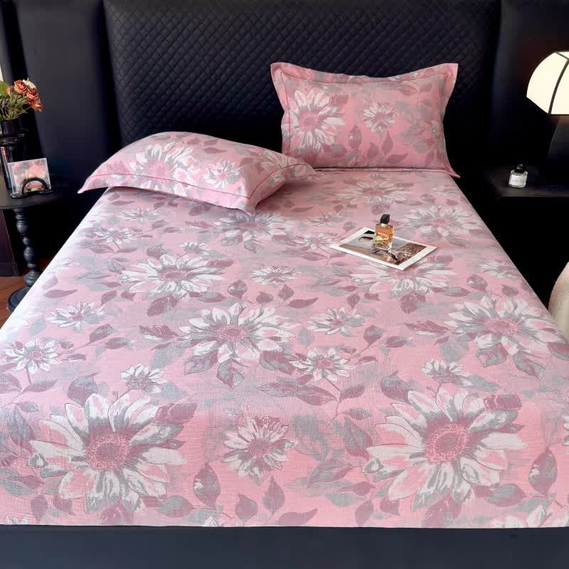 Drap-housse rustique en gaze de coton à motif tournesol - image 5