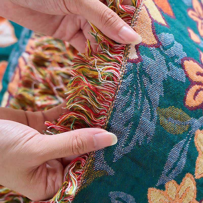 Couette en coton à pompons et motif floral - image 10