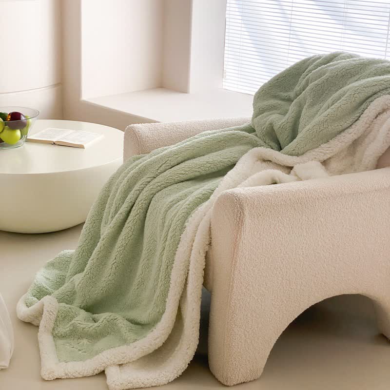 Couverture réversible en sherpa avec nœud Ownkoti - Vert clair - 200 cm x 230 cm - image 12