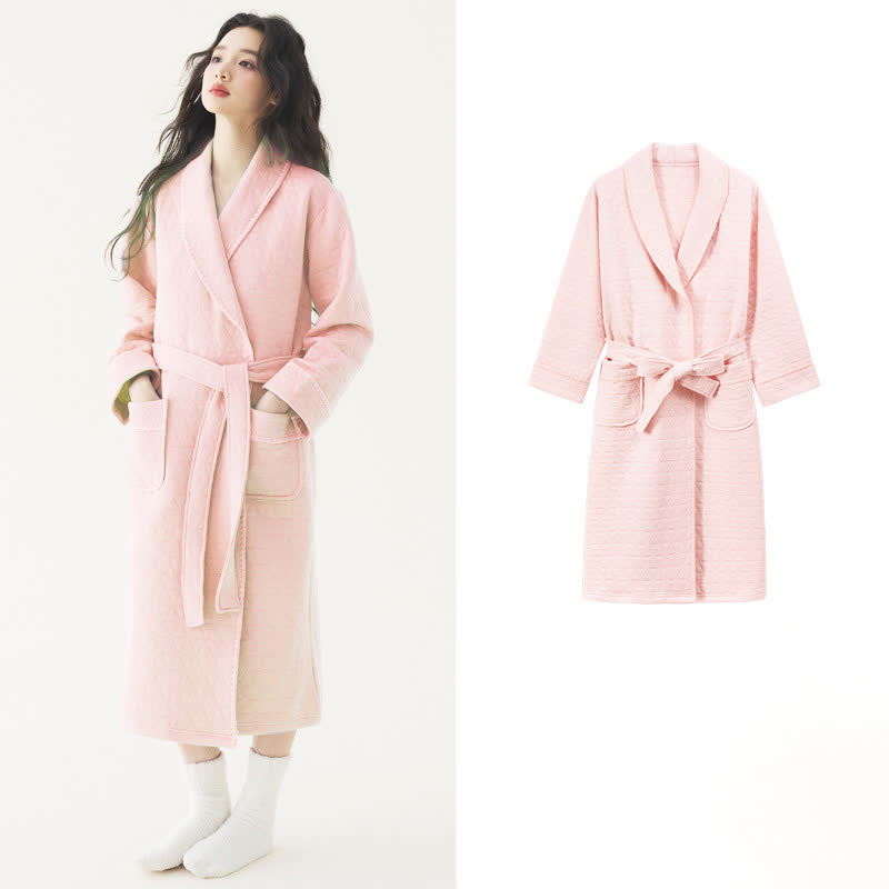 Peignoir matelassé simple et uni Ownkoti - Rose - 2XL - image 17