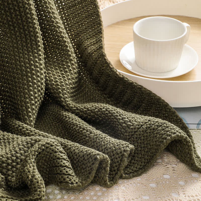 Couverture tricotée unie simple Ownkoti - image 16