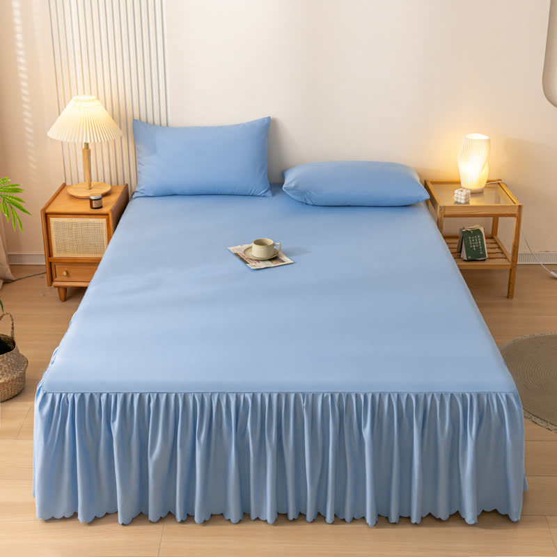 Drap-housse Ownkoti en couleurs unies - Bleu ciel - 2 taies d'oreiller - 48 cm x 74 cm - image 18