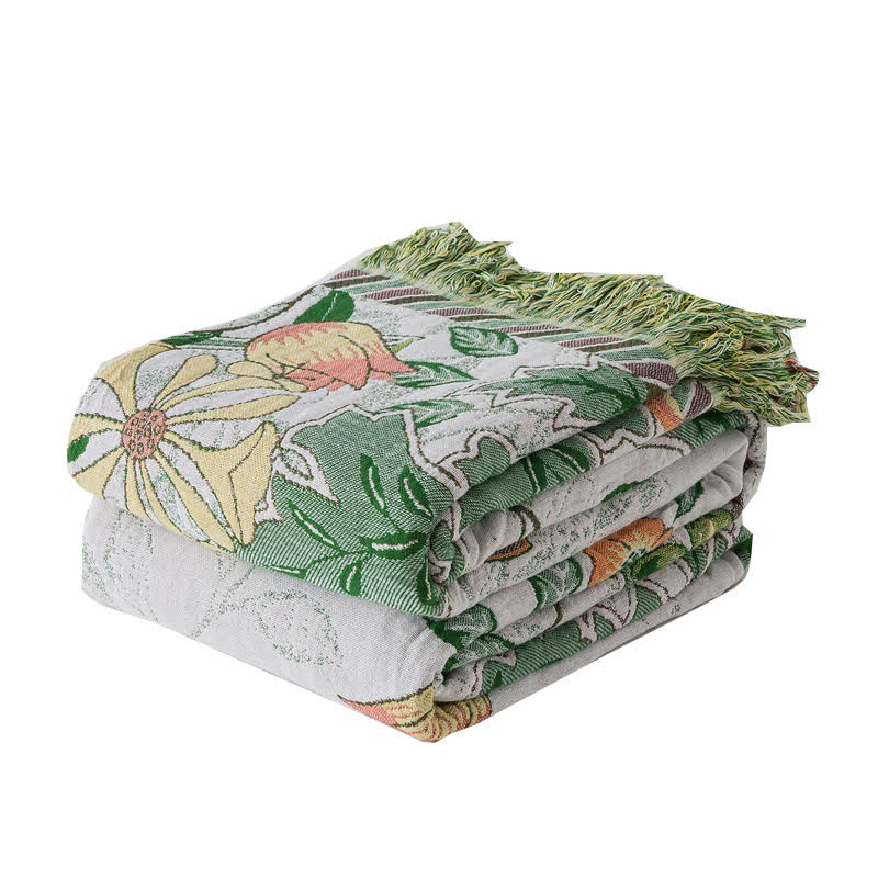 Couverture à pompons en gaze de coton à motif floral Ownkoti Refresh - image 7