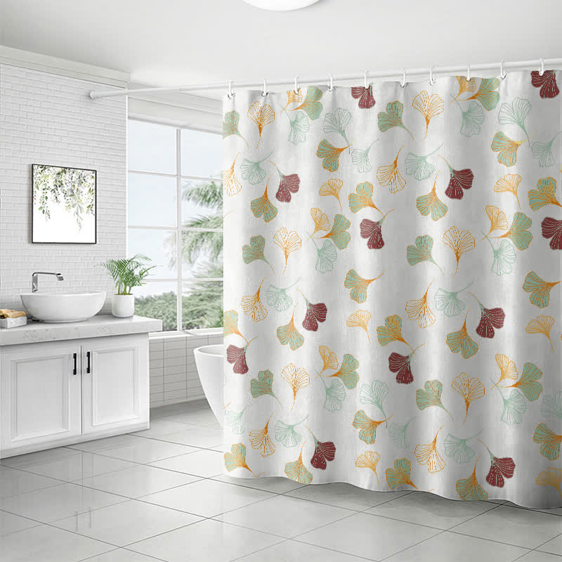 Rideau de douche élégant à motif de feuille de ginkgo - image 17