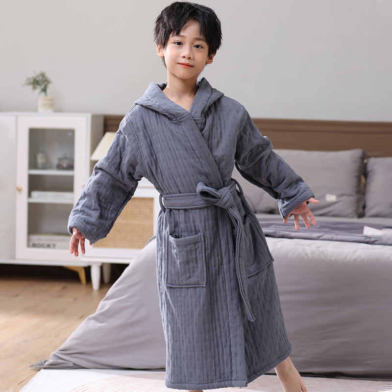 Peignoir à capuche pour enfants en gaze de coton robuste - image 9