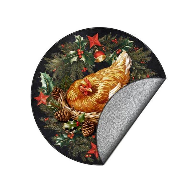 Tapis rond antidérapant Ownkoti à motif coq de Noël - image 16