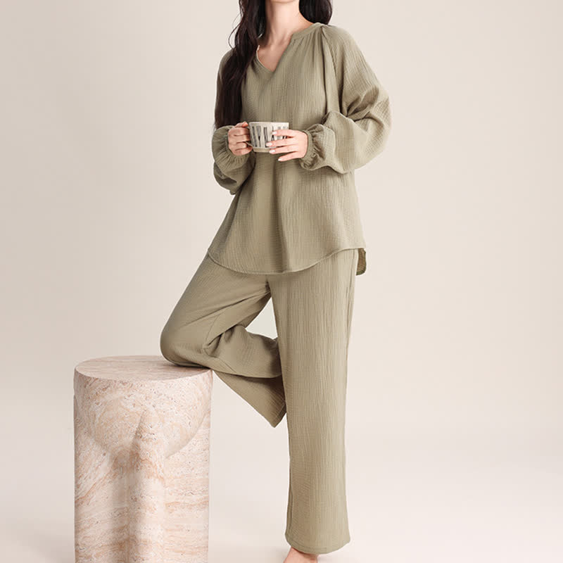 Ensemble minimaliste de vêtements d'intérieur en coton à col en V - image 11