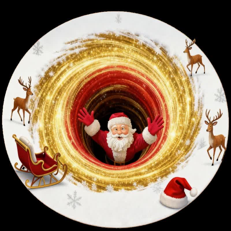 Tapis Père Noël et rennes avec effet 3D - image 3
