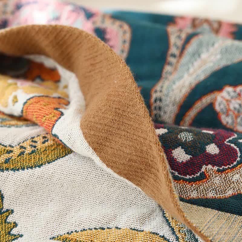 Couverture de style pastoral Ownkoti à motif de feuilles, en gaze de coton - image 5