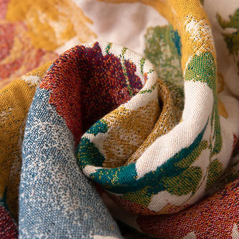 Couverture de luxe Ownkoti en gaze de coton à fleurs et à pompons - image 6