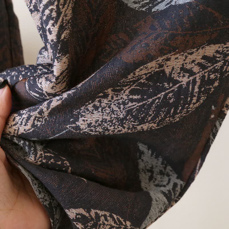 Vêtements d'intérieur en gaze de coton à motif jacquard de feuilles artistiques - image 9