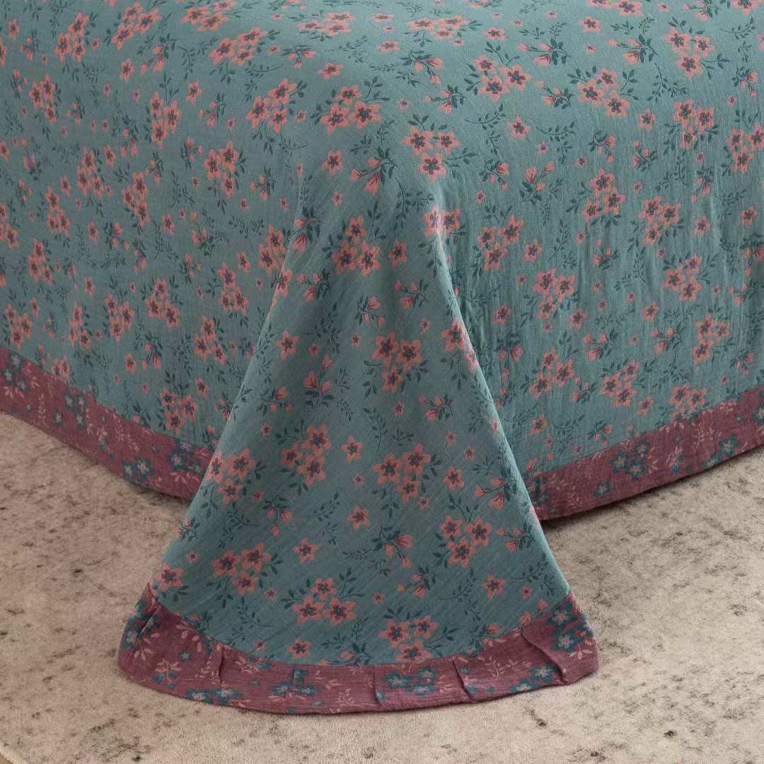 Ensemble de literie rustique en double gaze de coton à motif floral (4 pièces) - image 7