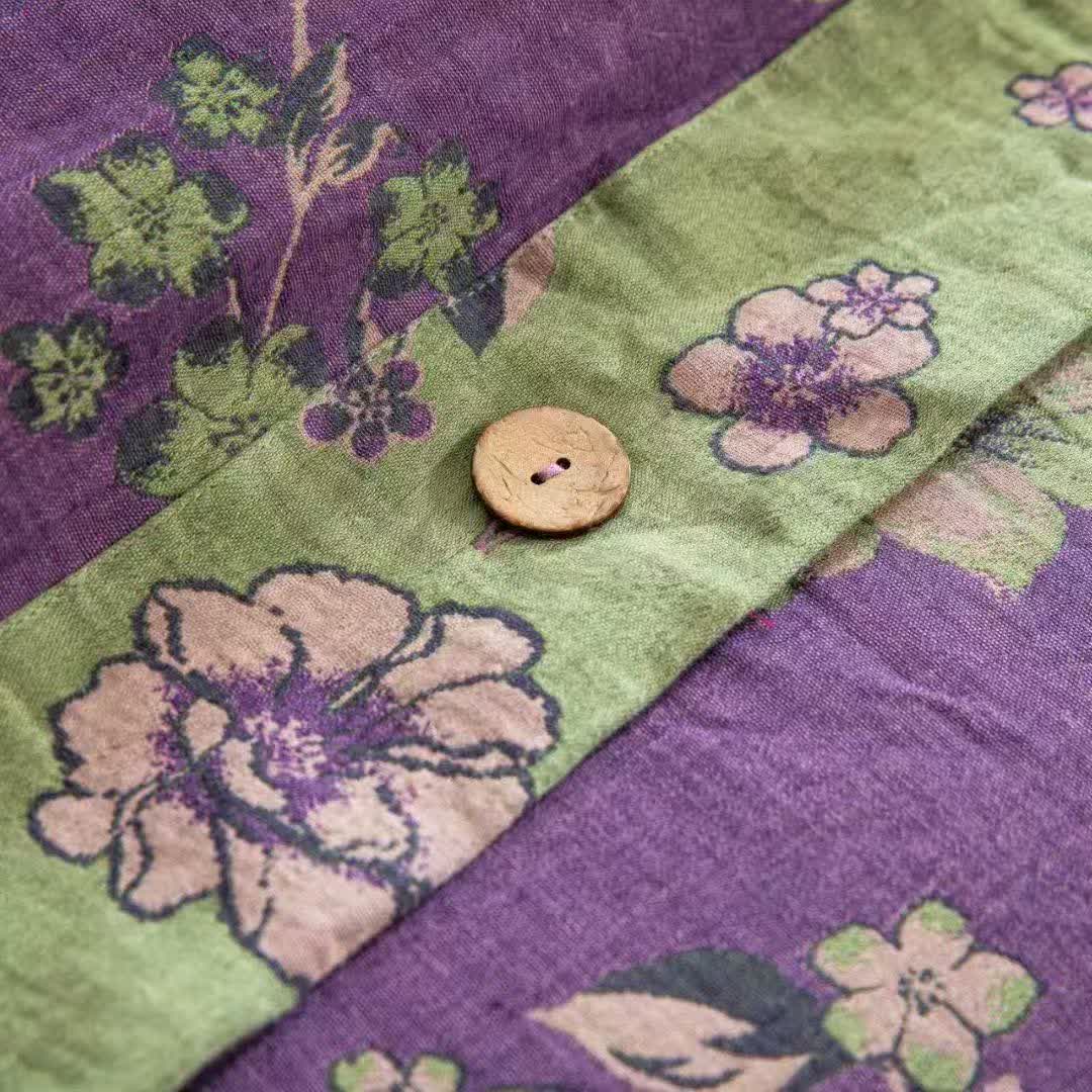 Ensemble de literie en gaze de coton à pivoines et boutons (4 pièces) - image 6