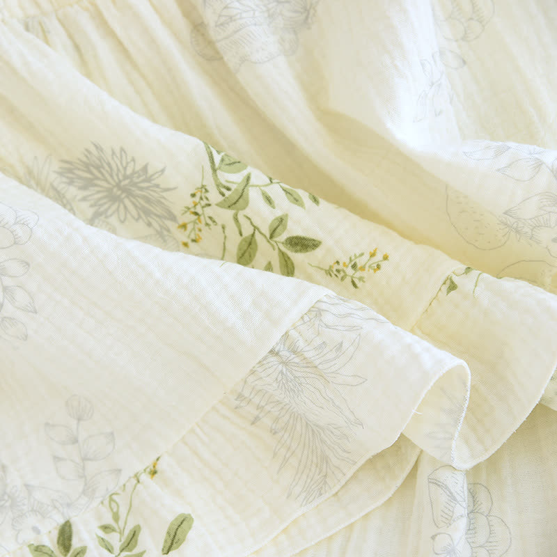 Ensemble pyjama en coton à imprimé feuilles, composé d'un débardeur et d'un sous-vêtement en coton. - image 14