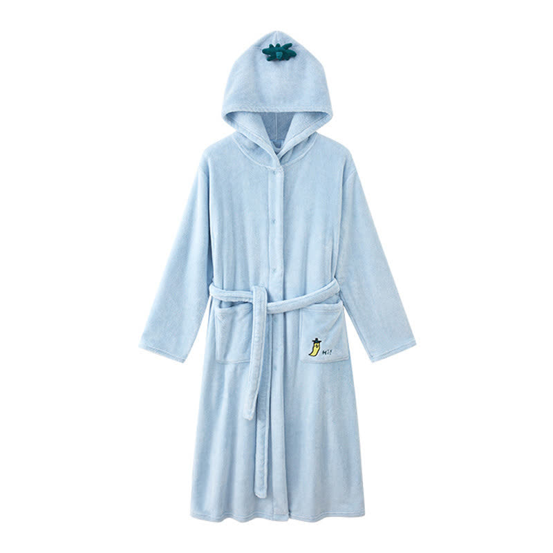 Peignoir assorti pour toute la famille, uni et à capuche - Bleu - Adultes : L - image 6
