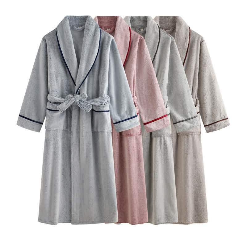 Peignoir unisexe en peluche, couleur unie, chaud - image 8