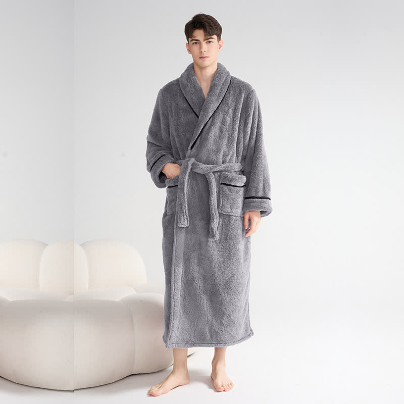 Peignoir unisexe en peluche, chaud et uni, long - image 11