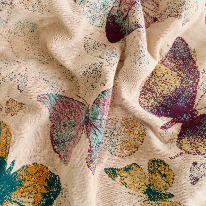 Couverture élégante en coton ornée de pompons papillon - image 9