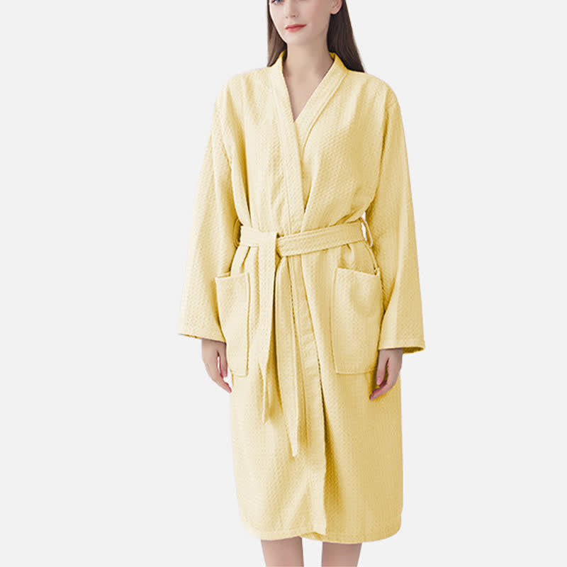 Peignoir de spa en coton piqué gaufré à séchage rapide - jaune clair - Taille unique - image 19