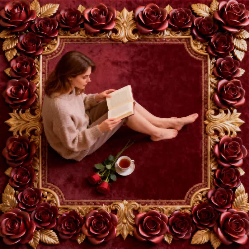 Tapis romantique à motifs de roses, antidérapant et effet 3D - image 2