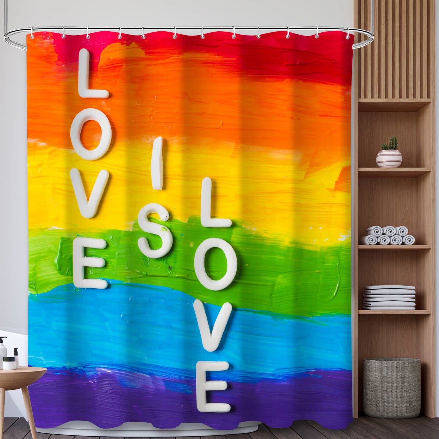 Rideau de douche à motif LOVE - B - 180 cm x 200 cm - image 1