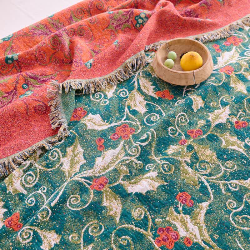 Couverture matelassée en gaze de coton à motif floral rouge. - image 9