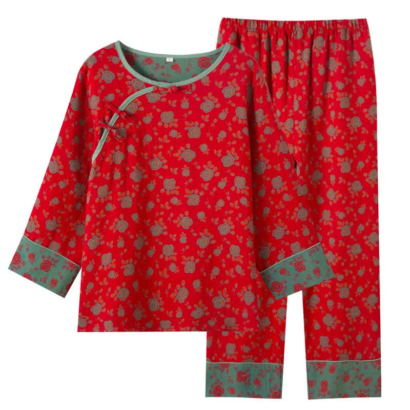 Ensemble de vêtements d'intérieur vintage en coton rose oriental - image 14