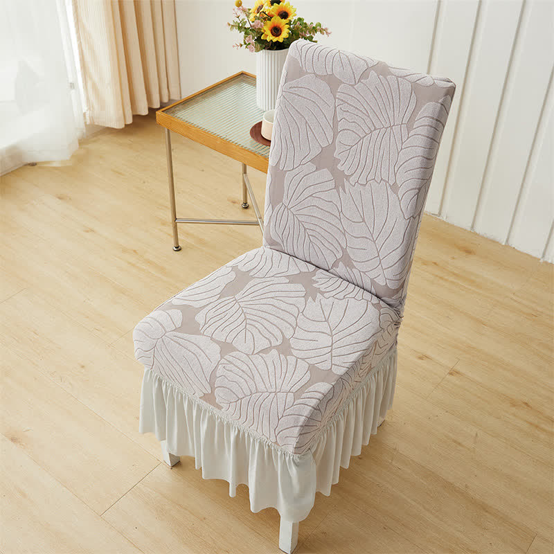 Housse de chaise Parsons à motif jacquard de feuilles - Argent - 6 pièces - Taille unique - image 14