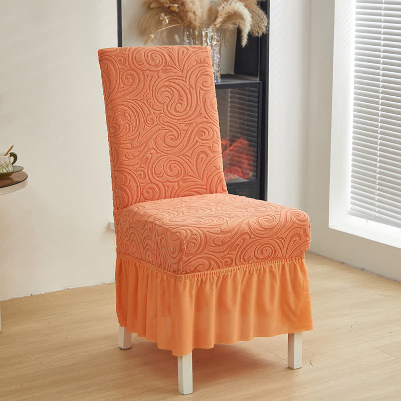 Housse de chaise de salle à manger extensible universelle en jacquard - Orange - 6 pièces - Taille unique - image 15