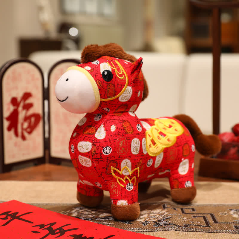 Poupée porte-bonheur en peluche Cheval du zodiaque chinois - C - 4 pièces - 28 cm - image 9